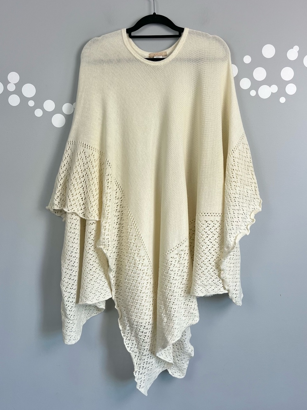 Inverni Wool Blend Knit Poncho Size OSFM